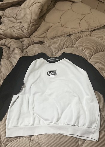 Beyaz Gri Baskılı Uzun Kollu Sweatshirt - Görsel 2