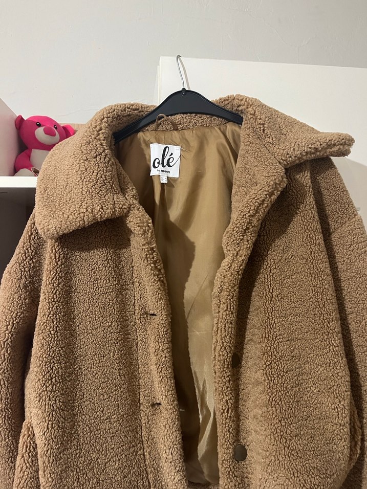 Kahverengi Peluş Kadın mont/ceket - Görsel 3
