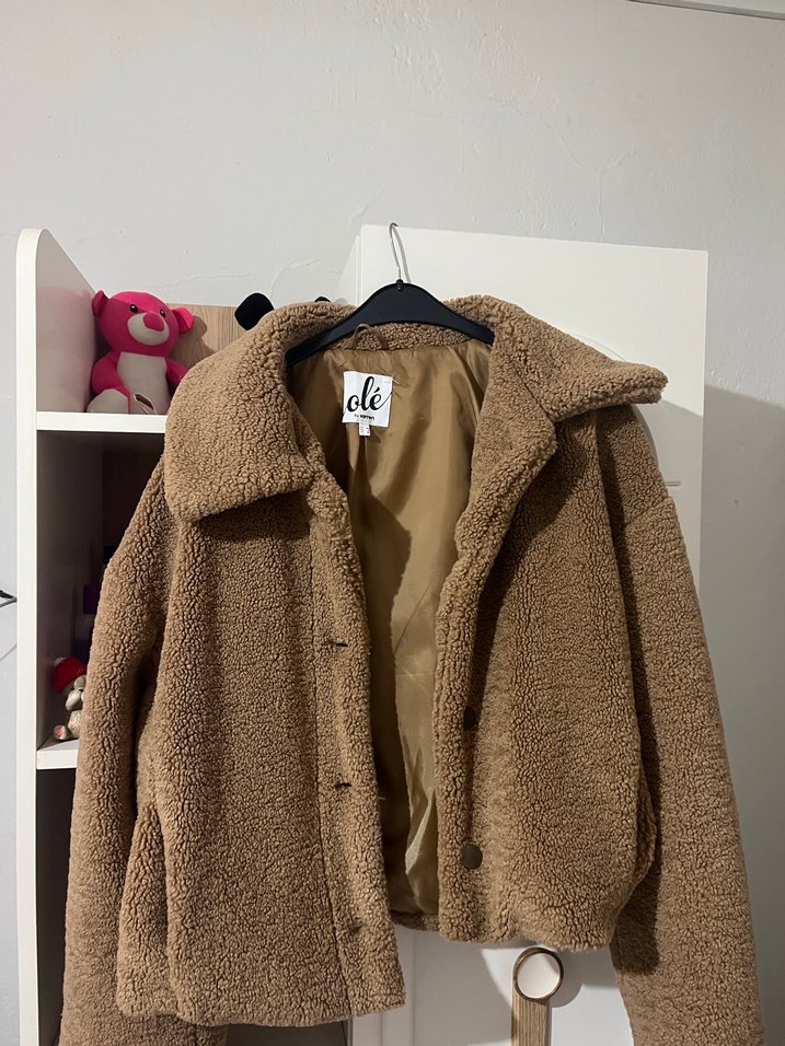 Kahverengi Peluş Kadın mont/ceket - Görsel 2