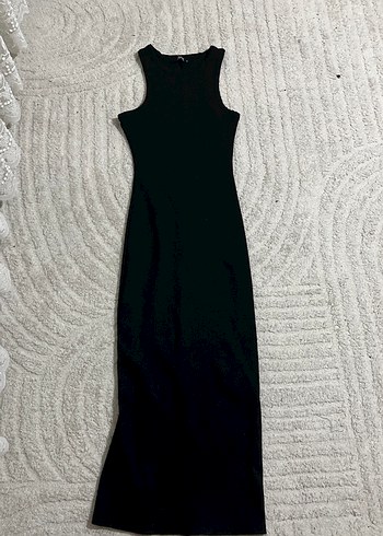 Kolsuz Siyah Uzun Kadın Elbise - Görsel 2