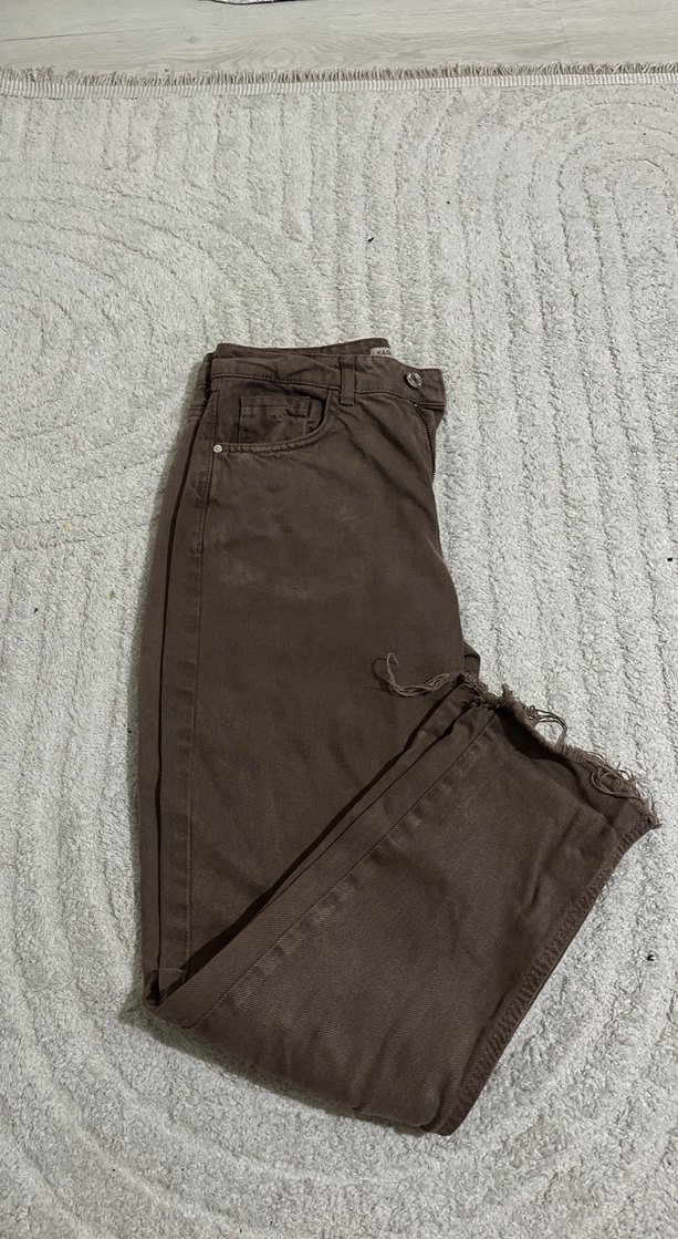 Kadın Kahverengi Süet Rahat Kesim Pantolon - Görsel 2