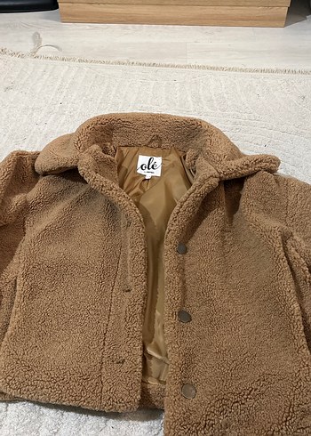 Kahverengi Kadın Sıcak Peluş Ceket - Görsel 4