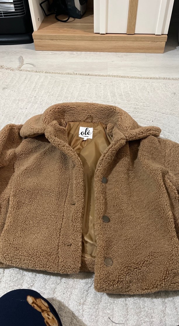 Kahverengi Kadın Sıcak Peluş Ceket - Görsel 4