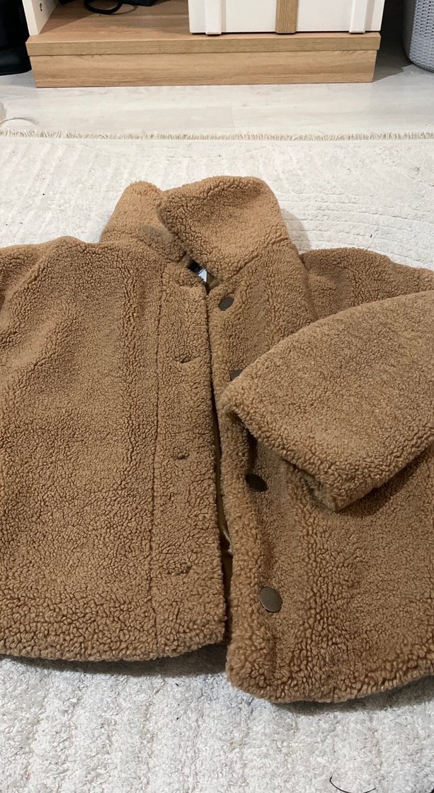 Kahverengi Kadın Sıcak Peluş Ceket - Görsel 3