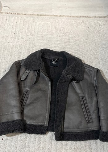 Gri Kürklü Deri Kadın Ceket Mini Kesim - Görsel 5