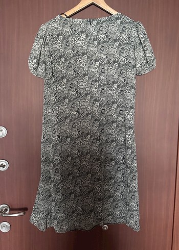 Bohem Gri Midi Elbise yuvarlak yakalı pliseli - Görsel 2