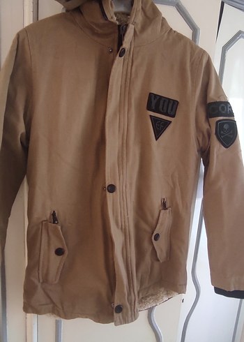 Bej Erkek Çocuk Düğmeli Street Wear Kaban - Görsel 3