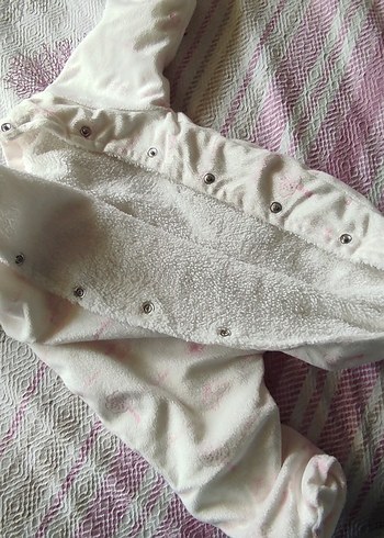 çıtçıtlı Beyaz Pembe Bebek Kız Tulumu - Görsel 2