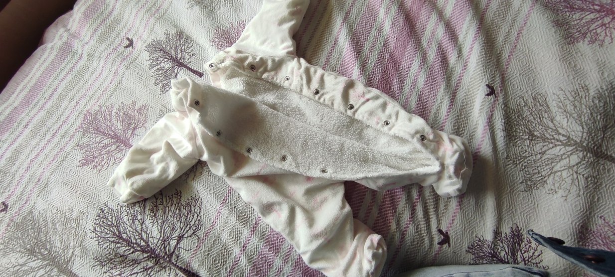 çıtçıtlı Beyaz Pembe Bebek Kız Tulumu - Görsel 2