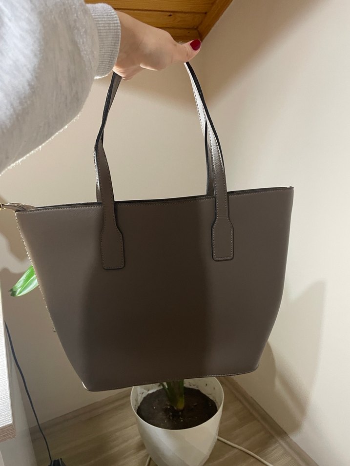 Kahverengi Yılan Derisi Desenli Deri Kadın Çanta - Görsel 2