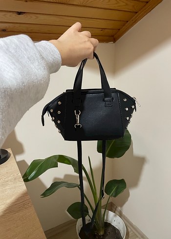 Siyah Deri Goth Kadın Çanta - Görsel 2