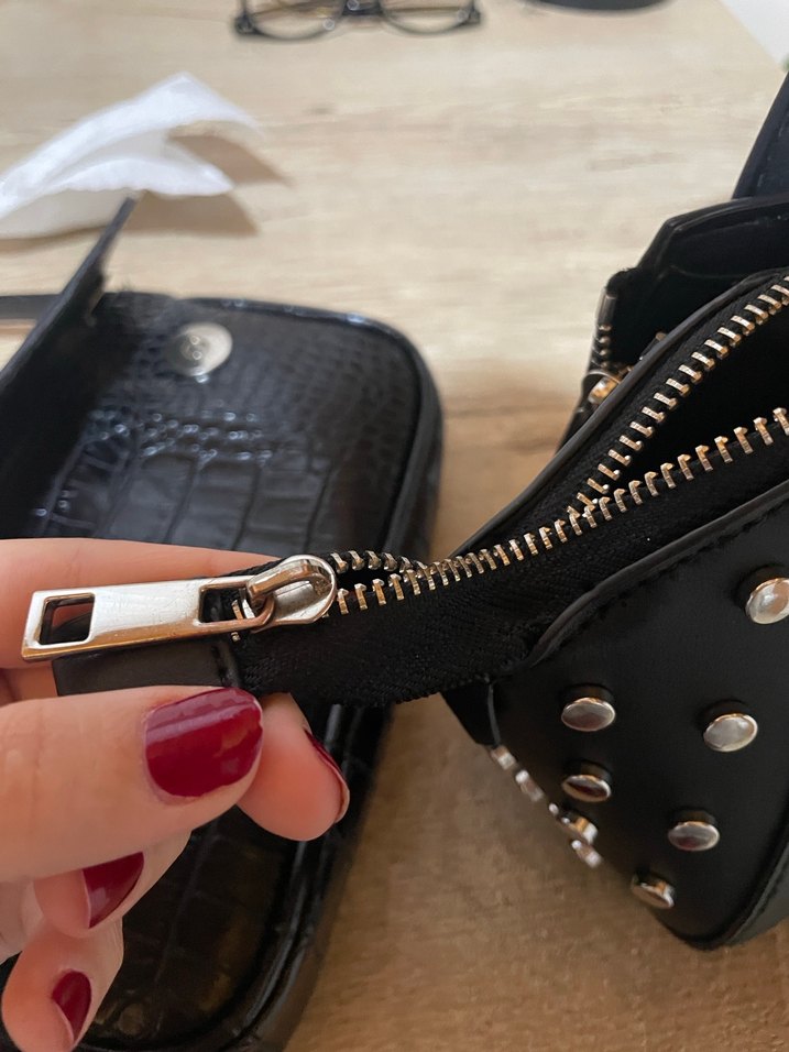 Siyah Deri Goth Kadın Çanta - Görsel 5