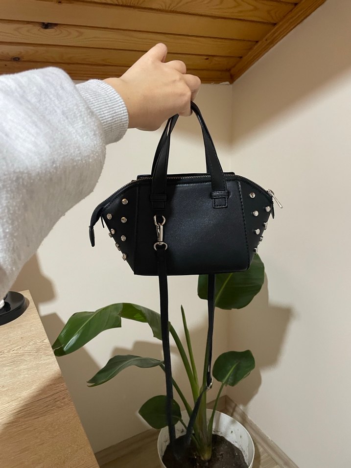 Siyah Deri Goth Kadın Çanta - Görsel 2