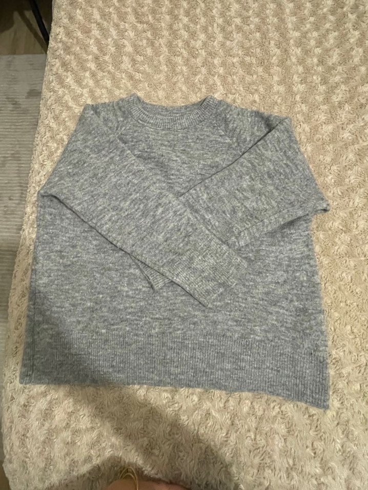 Gri Kadın Yün Triko Kazak - Görsel 2