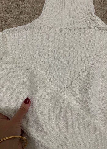 Beyaz Kadın Boğazlı Triko Kazak - Görsel 2