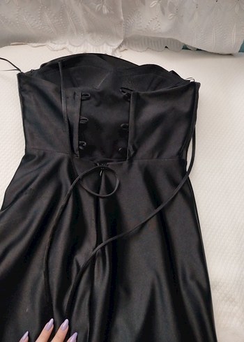 saten drapeli elbise - Görsel 7