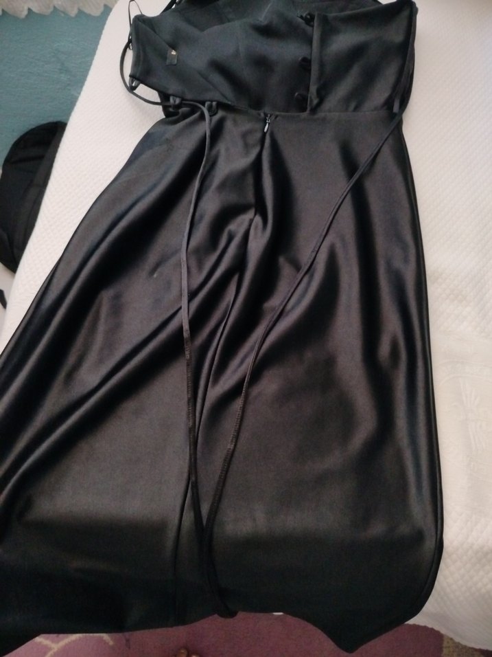 saten drapeli elbise - Görsel 4