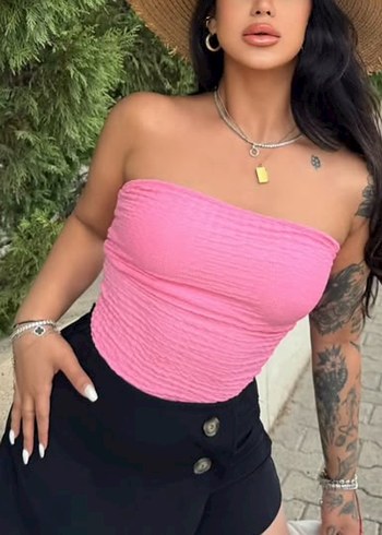Pembe Straplez Mini Crop Top