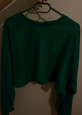 m Beden Kadın Yeşil Crop Sweatshirt
