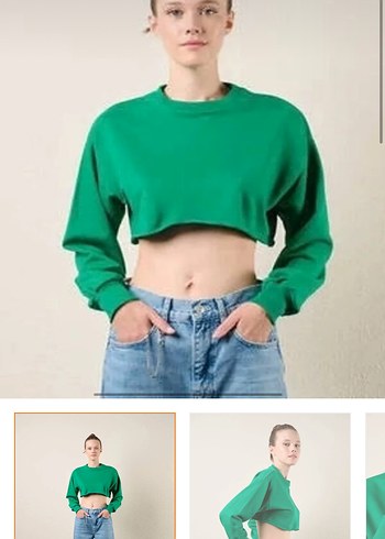 Kadın Yeşil Crop Sweatshirt