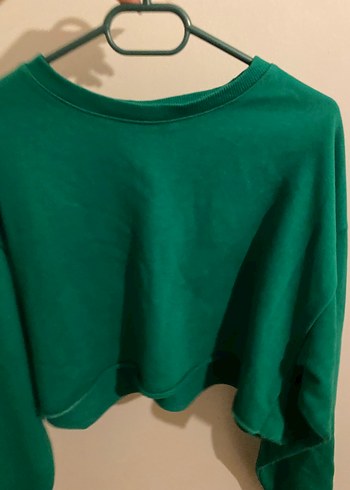 m Beden yeşil Renk Kadın Yeşil Crop Sweatshirt