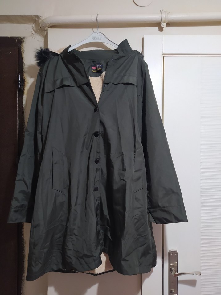 haki yeşil Midi Street Style Kadın Ceket - Görsel 2