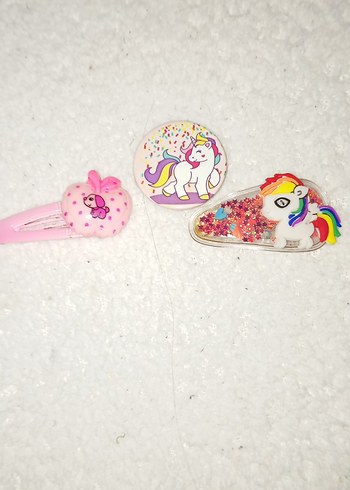 Renkli Simli Unicorn Çocuk Toka Seti