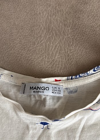Mango Beyaz Baskılı Pamuklu Tişört