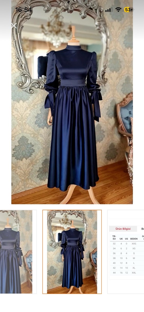 Lacivert Uzun Drapeli Kadın Abiye Elbise - Görsel 3