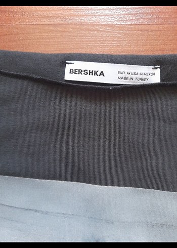 Bershka Gri Baskılı Uzun Kollu Kadın Tişört