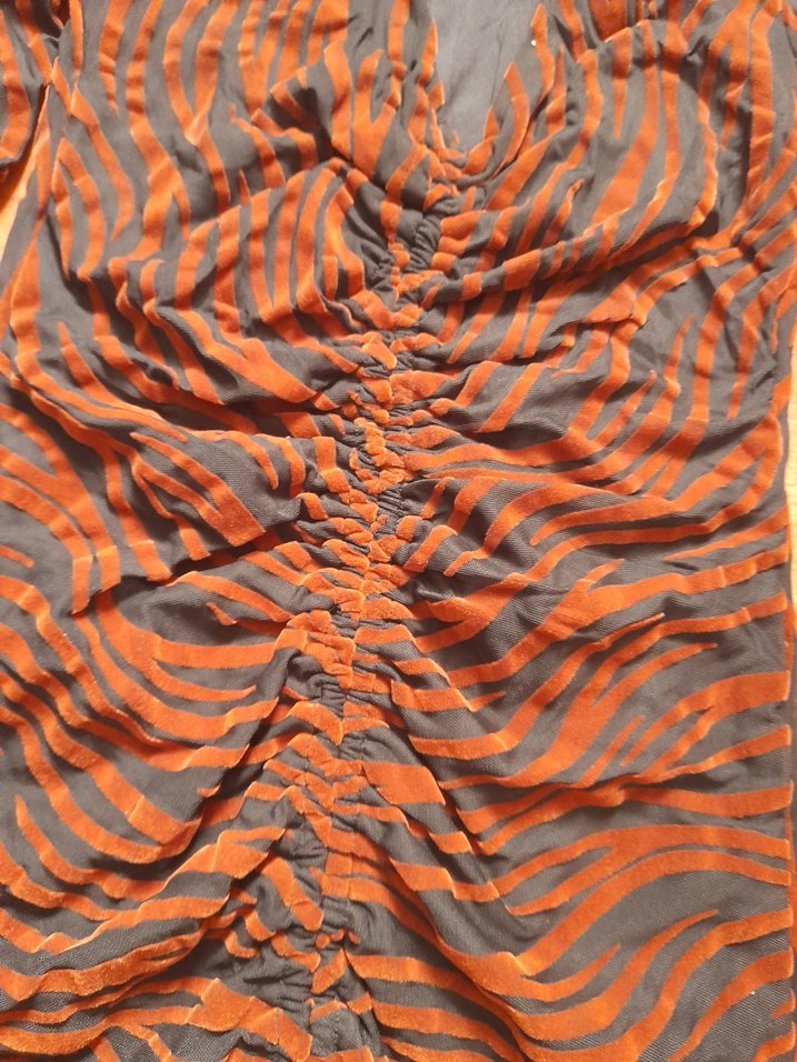 Zebra Desenli Pilili Kadın Uzun Kollu Elbise - Görsel 3