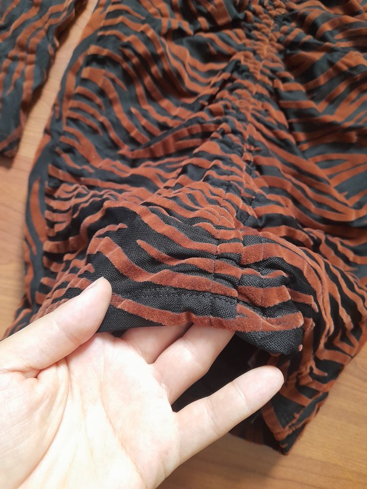 Zebra Desenli Pilili Kadın Uzun Kollu Elbise - Görsel 2