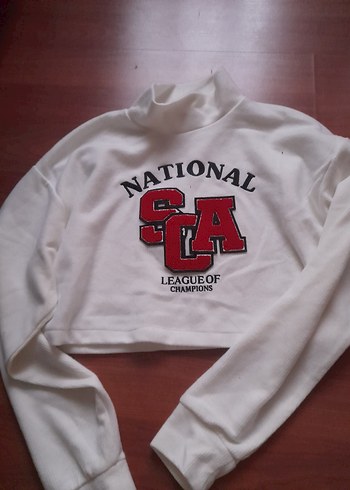 Beyaz Baskılı Kadın Sweatshirt