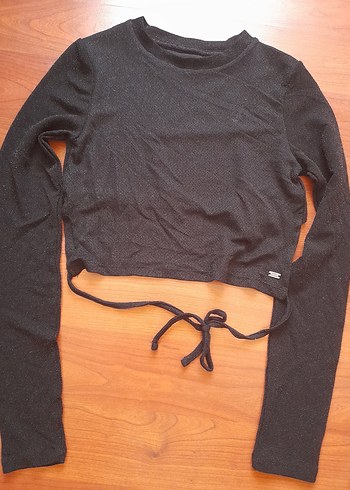 Siyah Uzun Kollu Crop Top