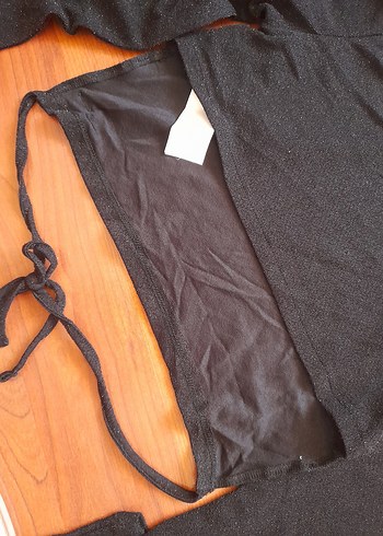s Beden Siyah Uzun Kollu Crop Top