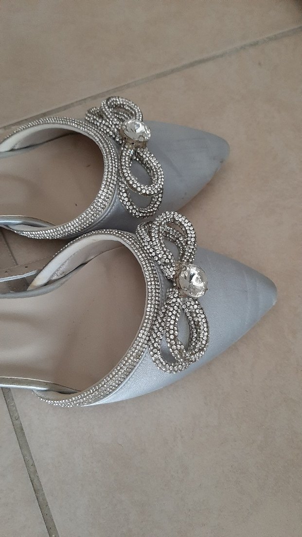 Gri Kadın Topuklu Gece Ayakkabısı - Görsel 3