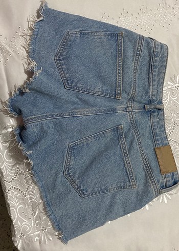 38 Beden Mavi Mini Denim Şort, Gevşek Kesim, Sokak Stili