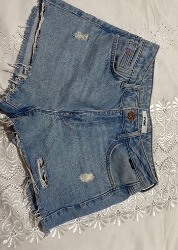 Mavi Mavi Mini Denim Şort, Gevşek Kesim, Sokak Stili