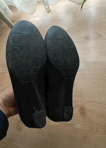 Siyah Dolgu Topuklu Kadın Babet - Görsel 3