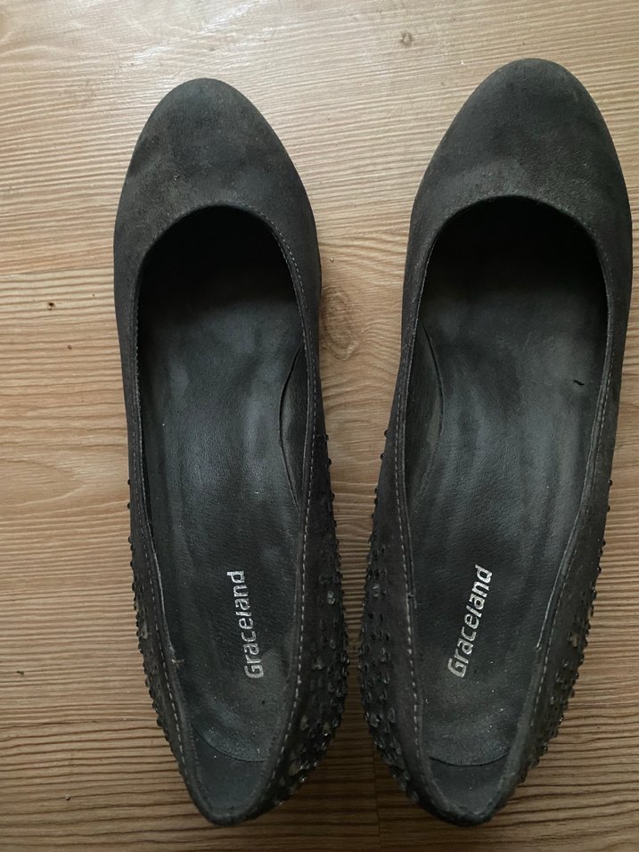 Siyah Dolgu Topuklu Kadın Babet - Görsel 2