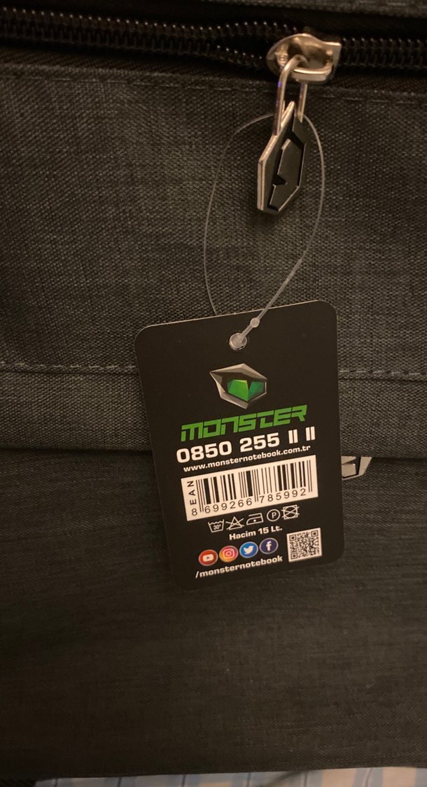 Monster Intel Baskılı Gri Erkek Sırt Çantası - Görsel 2