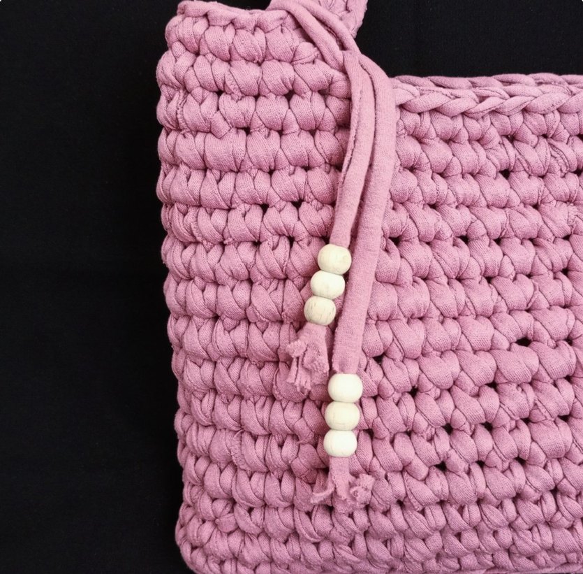 Gül kurusu  Örgü Kadın Çanta - Görsel 2