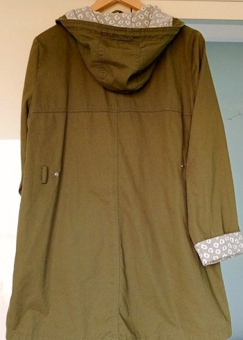 Kapüşonlu,Haki Yeşil Kadın Ceket Fermuarlı Cepli - Görsel 2