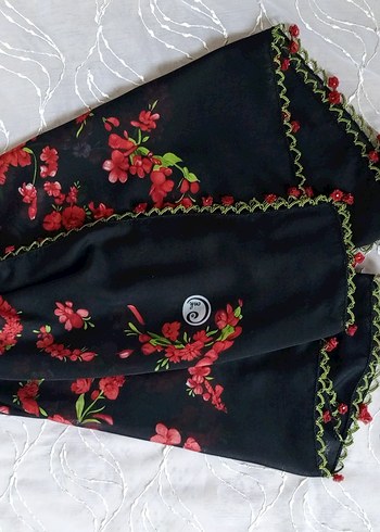 Dantel Detaylı Siyah Kadın Fular - Görsel 4