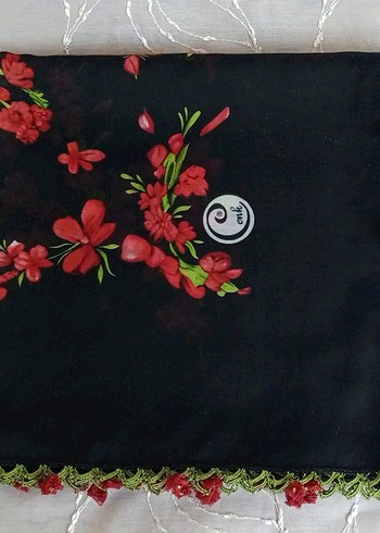 Dantel Detaylı Siyah Kadın Fular - Görsel 3