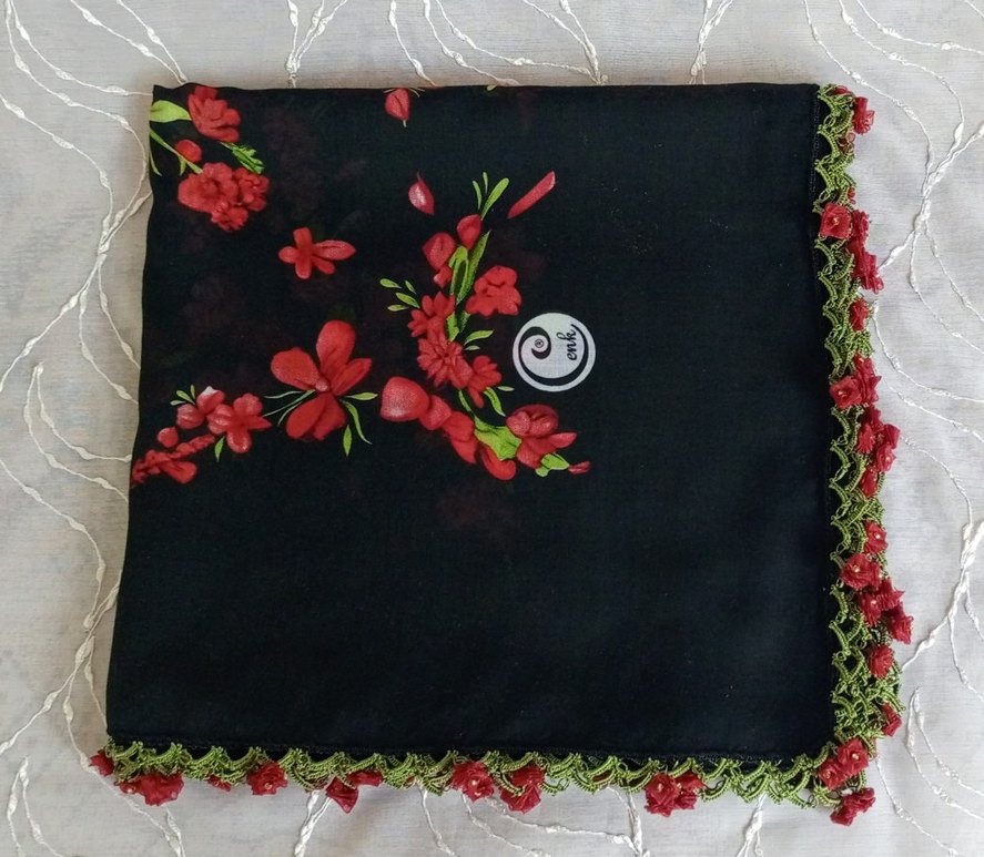 Dantel Detaylı Siyah Kadın Fular - Görsel 3