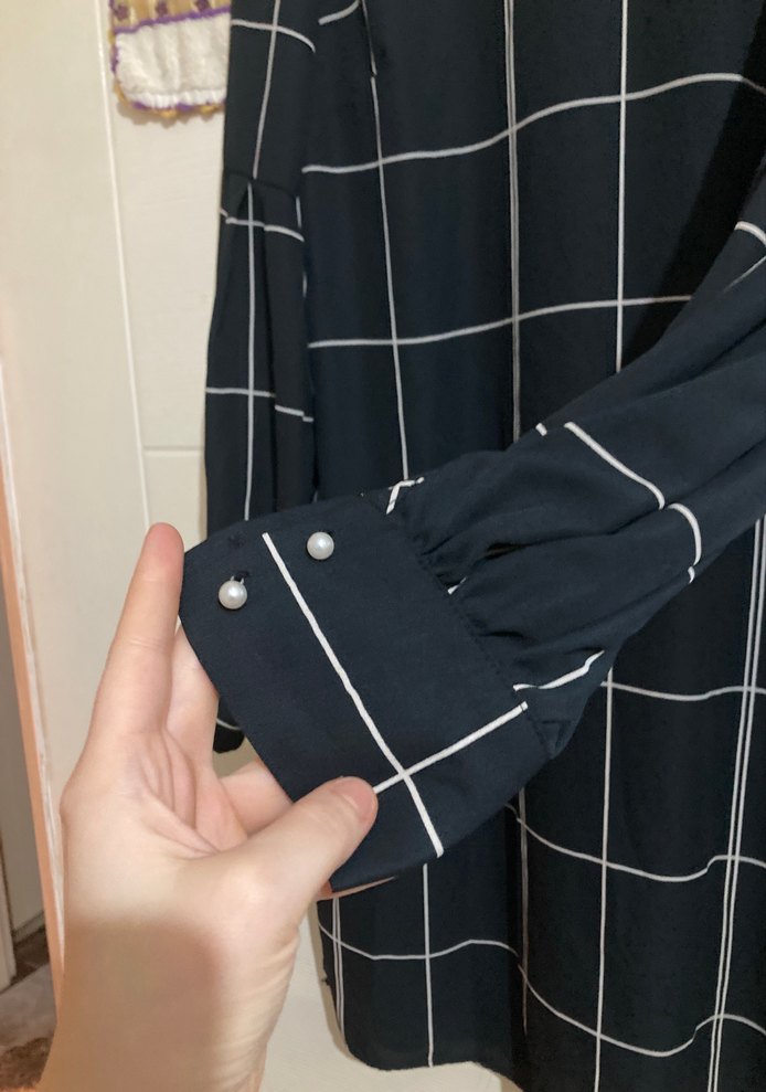 Siyah Ekose Hamile Midi Tunik - Görsel 2