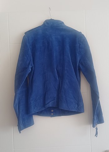 Mango Mavi Süet Biker Deri Ceket
