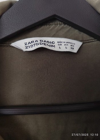 l Beden Zara Düğmeli Haki Keten Gömlek Elbise