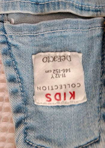 11-12 Yaş Beden Kızlar için Mavi Bağcıklı Denim Tulum